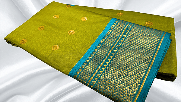 Sanjana Kanchi Fancy Jari Saree - Leaf & Turquoise