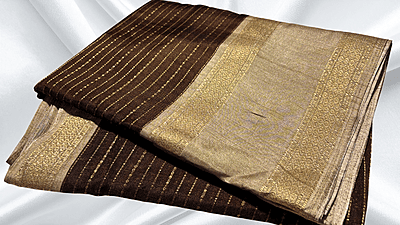 Sunshine Binny Silk Dual Jari Saree - Brown