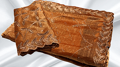 Super Hit Space Embroidery Stone Work Saree - Saffron