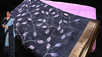 Sindoor Linen Cotton Doubly Saree - Pink