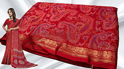 Aariv Binny Silk Small Jari Saree - Red Aariv Binny Silk Small Jari Saree - Red