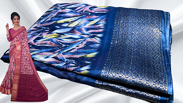 Silkina Dola Silk Jari Saree - Navy