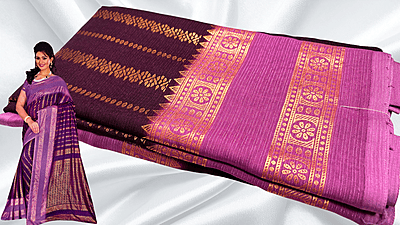Vairooshi Gold Foil Dual Color Saree - Dark Plum Vairooshi Gold Foil Dual Color Saree - Dark Plum