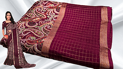 Avtar Binny Silk Manga Style Saree - Dark Plum Avtar Binny Silk Manga Style Saree - Dark Plum