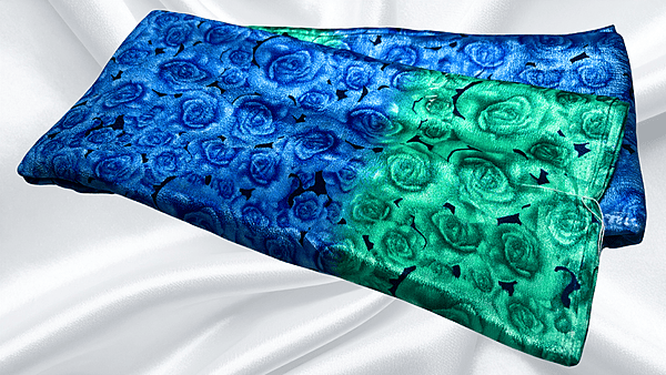 Butter Silk Soft Dual Rose Saree - Blue & Green