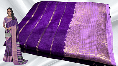 Suryamukhi Binny Silk Jari Dual Saree - Purple
