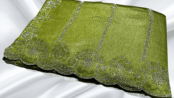 Show Time Fendy Stone Work Saree - Leaf Green