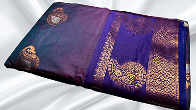 Vamika Dual Shade Silk Saree - Blue Purple