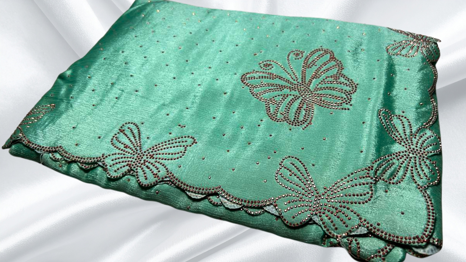 Butterfly Stone Work Pastle Saree - Bottle Green Butterfly Stone Work Pastle Saree - Bottle Green