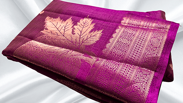 Tusser Silk Soft Butta Jari Saree - Purple Mag
