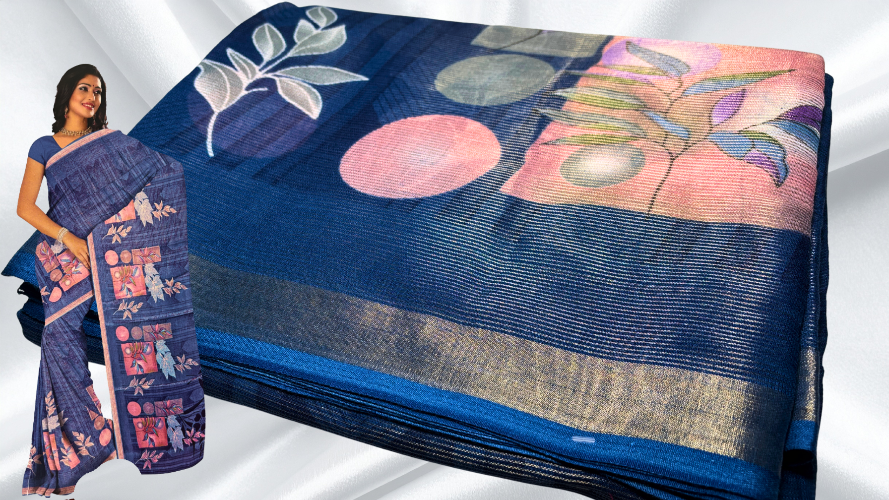 Sundar Cotton Tissue Saree - Blue