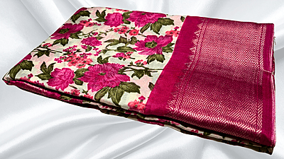 Dola Digital Jari Floral Saree - Pink Dola Digital Jari Floral Saree - Pink