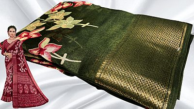 Manvi Fancy Silk Saree - Moss Green