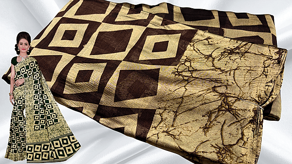 Rangoli Digital Diamond Saree - Brown