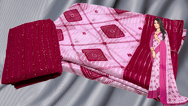 Achal Soft Diamond Saree - Dark Pink