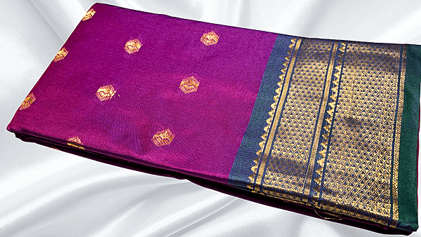 Kanchi Semi Silk Fancy Saree - Plum Purple