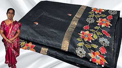 Mirror Beauty Binny Silk Saree - Black Mirror Beauty Binny Silk Saree - Black