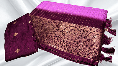 Range Rover Gold Line Jari Saree - Plum Range Rover Gold Line Jari Saree - Plum