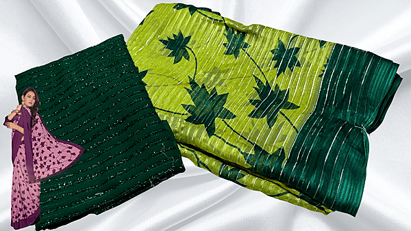 Mrudangi Soft Line Saree - Leaf Green