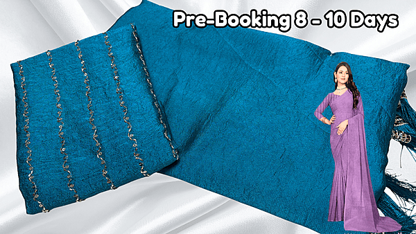 Online Lining Crush Fancy Saree (Pre-Booking 8-10 Days) - Aqua