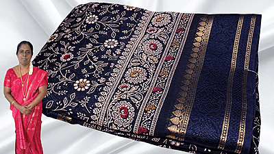 Soft Fancy Jeqard Jari Sik Saree - Dark Blue Soft Fancy Jeqard Jari Sik Saree - Dark Blue