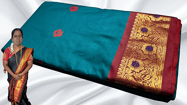 Soft Silk Fancy Stunning Saree - Blueish Green