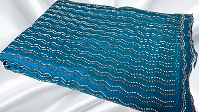 Space Silk Designer Stone PVC Saree - Aqua Space Silk Designer Stone PVC Saree - Aqua