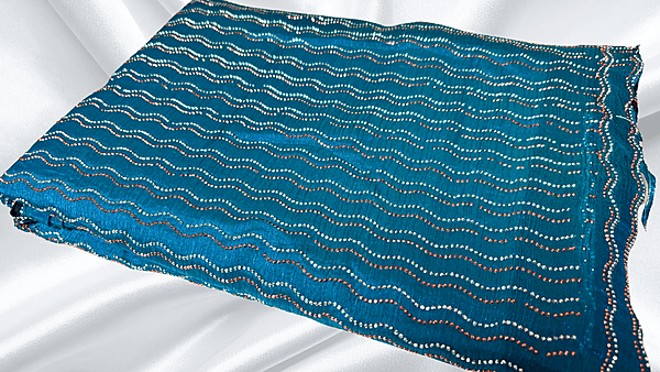 Space Silk Designer Stone PVC Saree - Aqua