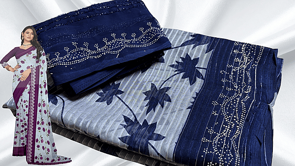 High Level Soft Sirkosi Work Saree - Navy
