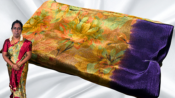 Royal Silk Black Turkey Saree - Violet