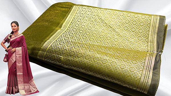 Good Look Fancy Silk Saree - Moss Green