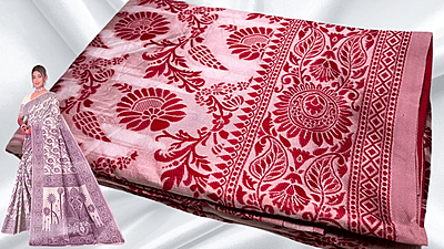 Sada Special White Thread Work Saree - Red Sada Special White Thread Work Saree - Red