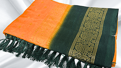 Red Label Chiffon Soft Foil Saree - Mango & Pine Green Red Label Chiffon Soft Foil Saree - Mango & Pine Green