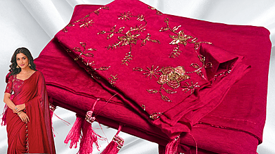 Vanshika Crush Fancy Designer Saree - Red Pink Vanshika Crush Fancy Designer Saree - Red Pink