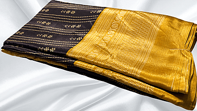 Fini Soft Turkey Silk Saree - Dark Brown