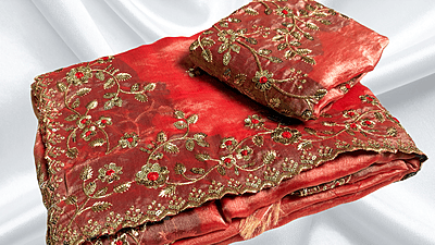 Express Girl Designer Space Silk Saree - Saffron Express Girl Designer Space Silk Saree - Saffron