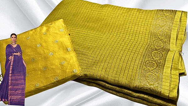 Saisha Binny Silk Check Saree - Yellow
