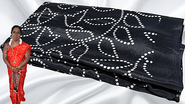 Fini Soft Ajrak Saree - Black