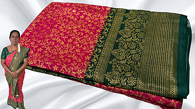 Good Day Gold Foil Vines Saree - Dark Pink Good Day Gold Foil Vines Saree - Dark Pink
