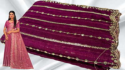 PVR Space Silk Designer Saree - Dark Plum PVR Space Silk Designer Saree - Dark Plum