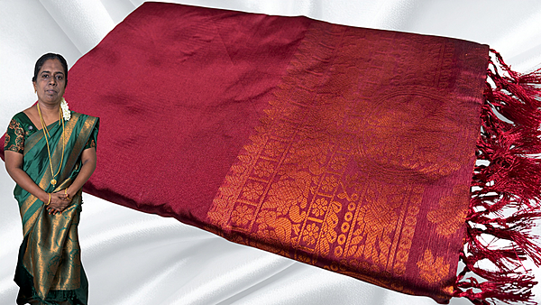 Bentex Border Kanchi Silk Saree - Maroon