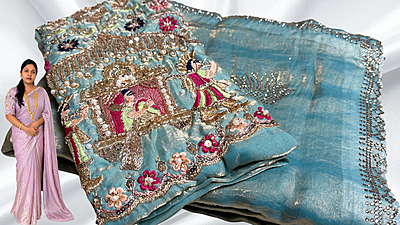 Sonal Light Designer Pallak Saree - Sky Sonal Light Designer Pallak Saree - Sky