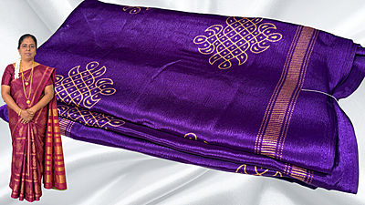 Fini Soft Turkey Kolam Saree - Purple Fini Soft Turkey Kolam Saree - Purple