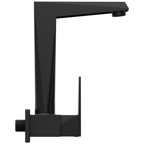 LV-MB-2008 Sink Cock With Swinging Spout With Wall Flange (Wall Mounted Model) (Matt Black)