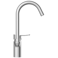 PR-2142 Single Lever Basin Mixer With Swinging Spout With Braided Hoses (Table Mounted Model)