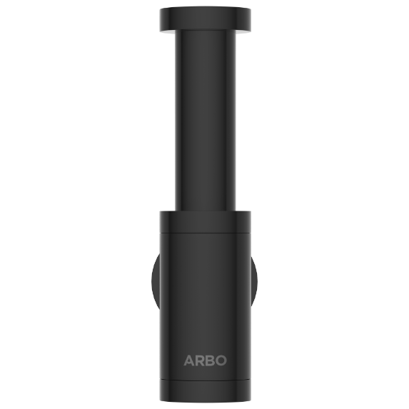 AC-MB-36 Brass Round Bottle Trap With Long Wall Connection Pipe & Wall Flange (Matt Black)