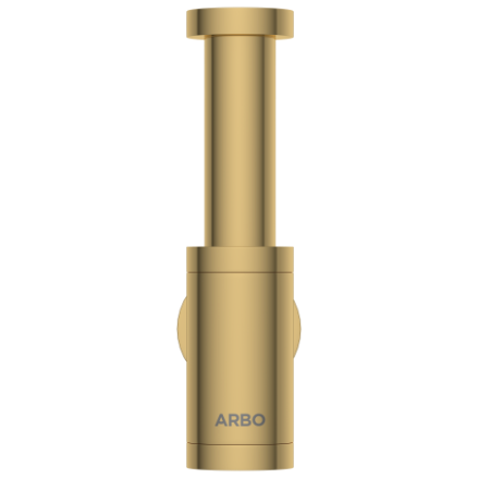 AC-GG-36 Brass Round Bottle Trap With Long Wall Connection Pipe & Wall Flange (Gold)