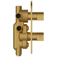 DVT-GG-5610 2 Inlet 3 Outlet Thermostatic Diverter Body With Upper Part Set (Glossy Gold)