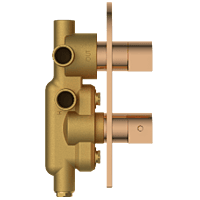 DVT-RG-5610 2 Inlet 3 Outlet Thermostatic Diverter Body With Upper Part Set (Rose Gold)