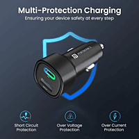 Portronics 30 W Car Charger (Black) Type-C & USB